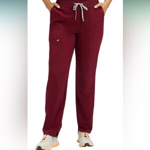 Fabletics Performance Scrub Pant 4 Way Stretch Semi Slim Fit Med Tall Wine NWOT